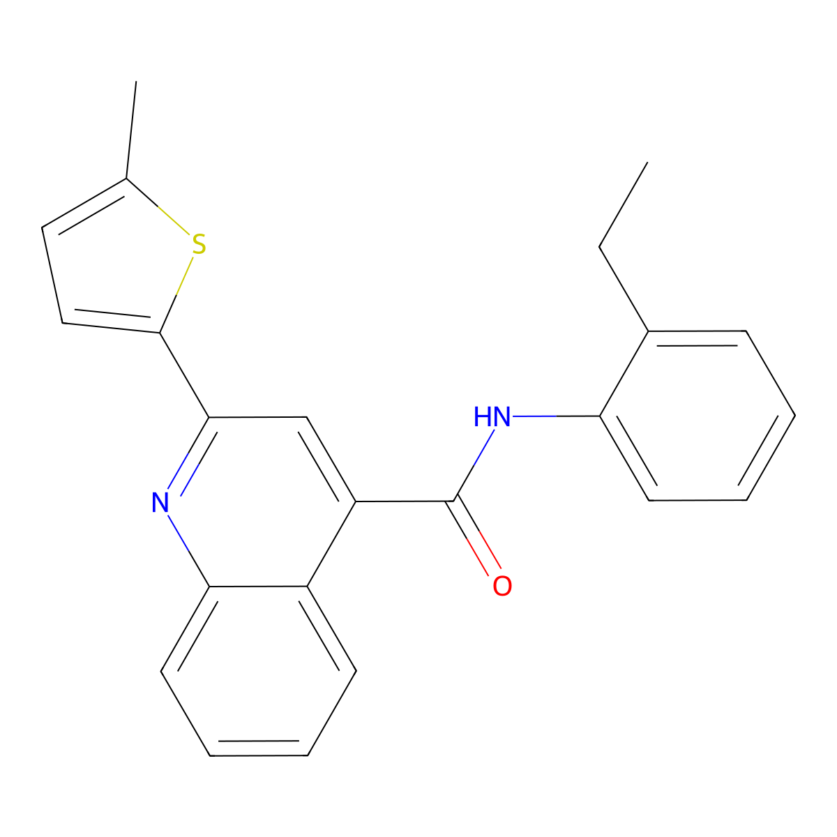 N-(2-ethylphenyl)-2-(5-methylthiophen-2-yl)quinoline-4-carboxamide molecular structure, CAS 352678-40-1