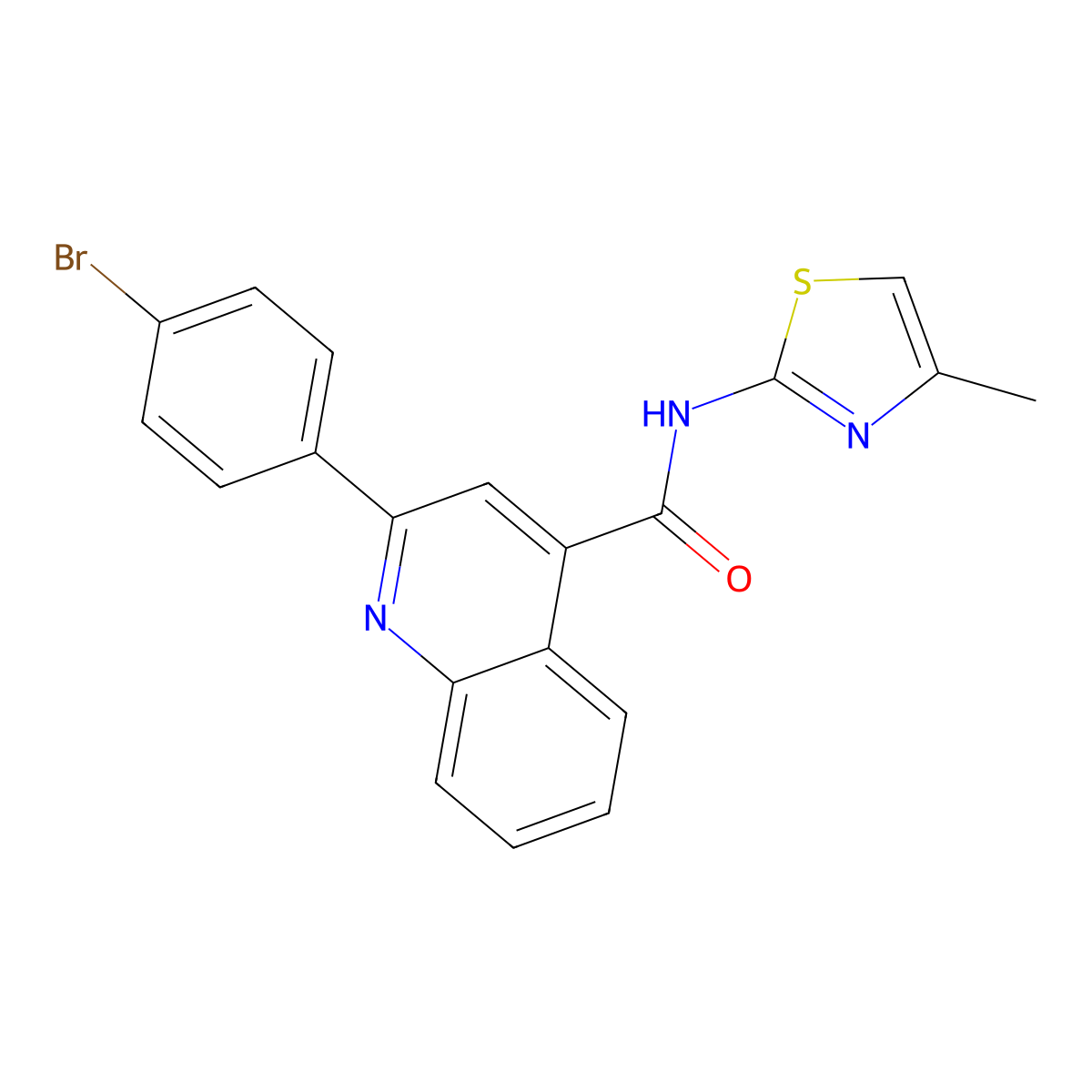 2-(4-bromophenyl)-N-(4-methyl-1,3-thiazol-2-yl)quinoline-4-carboxamide molecular structure, CAS 352678-49-0
