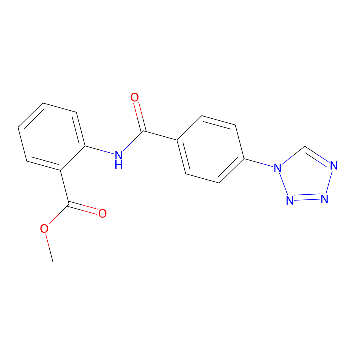 methyl 2-(4-(1H-tetrazol-1-yl)benzamido)benzoate molecular structure, CAS 352678-55-8