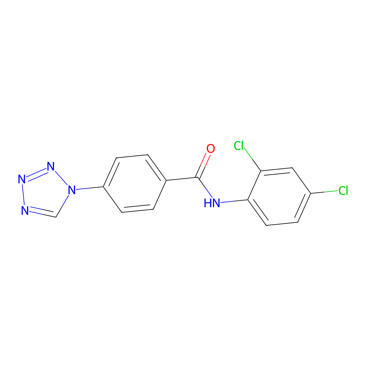 N-(2,4-dichlorophenyl)-4-(1H-tetrazol-1-yl)benzamide molecular structure, CAS 352678-60-5