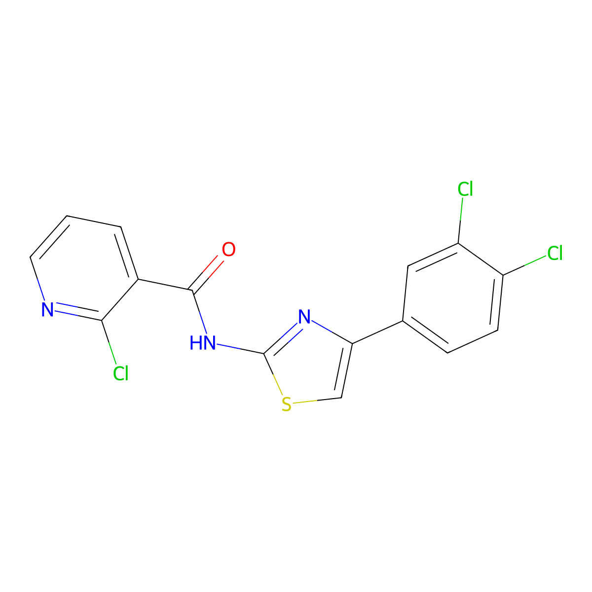 2-chloro-N-[4-(3,4-dichlorophenyl)-1,3-thiazol-2-yl]pyridine-3-carboxamide molecular structure, CAS 352678-64-9