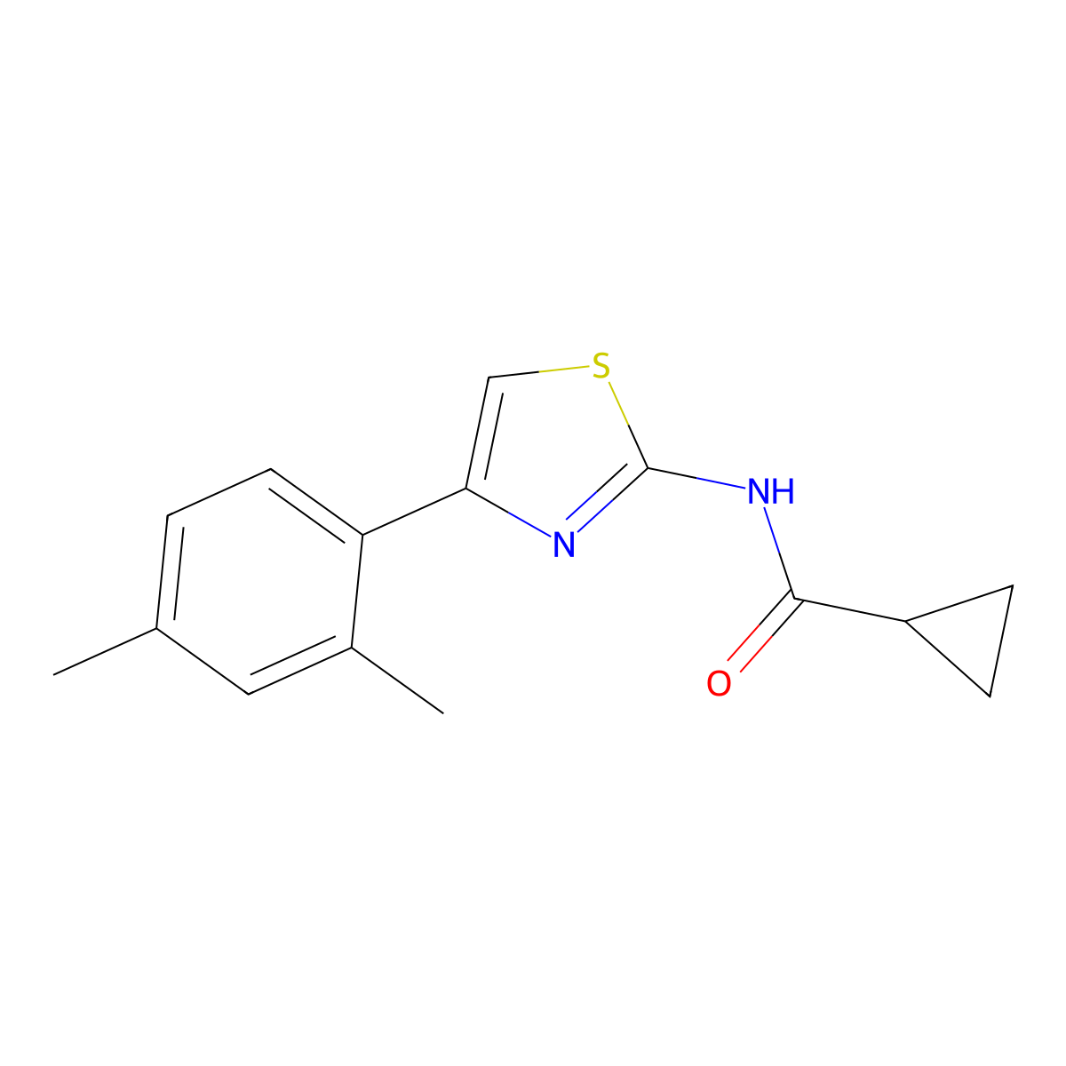 N-[4-(2,4-dimethylphenyl)-1,3-thiazol-2-yl]cyclopropanecarboxamide molecular structure, CAS 352678-67-2