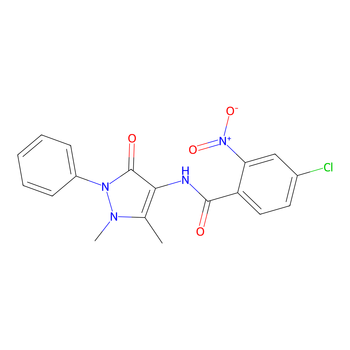 4-chloro-N-(1,5-dimethyl-3-oxo-2-phenyl-2,3-dihydro-1H-pyrazol-4-yl)-2-nitrobenzamide molecular structure, CAS 352678-75-2