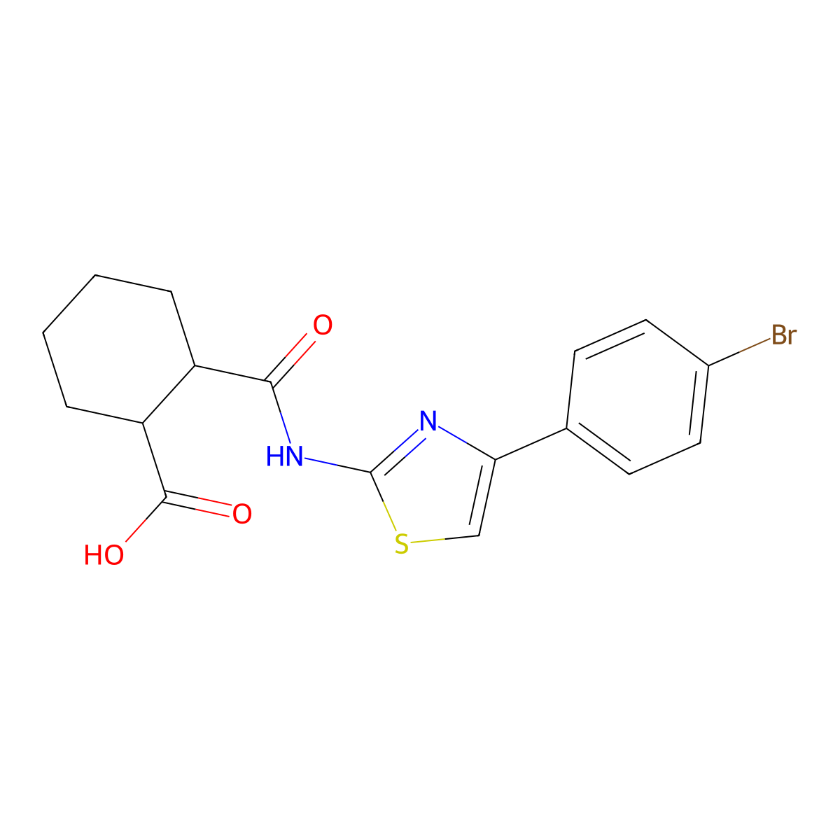2-{[4-(4-Bromophenyl)-1,3-thiazol-2-yl]carbamoyl}cyclohexanecarboxylic acid molecular structure, CAS 352678-87-6