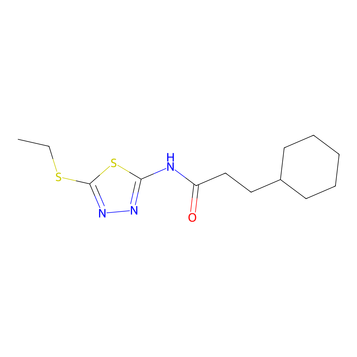 3-cyclohexyl-N-[5-(ethylsulfanyl)-1,3,4-thiadiazol-2-yl]propanamide molecular structure, CAS 352678-98-9