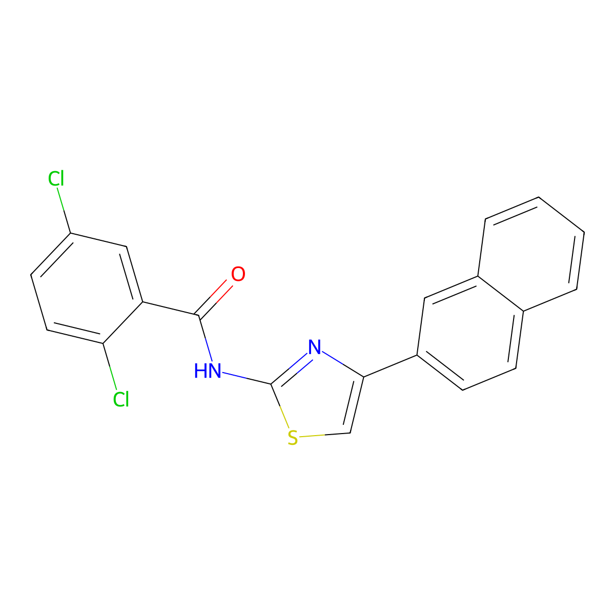 2,5-dichloro-N-(4-naphthalen-2-yl-1,3-thiazol-2-yl)benzamide molecular structure, CAS 352678-99-0
