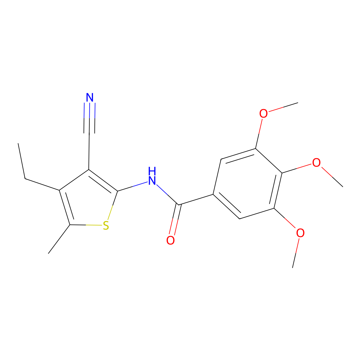 N-(3-cyano-4-ethyl-5-methylthiophen-2-yl)-3,4,5-trimethoxybenzamide molecular structure, CAS 352679-01-7