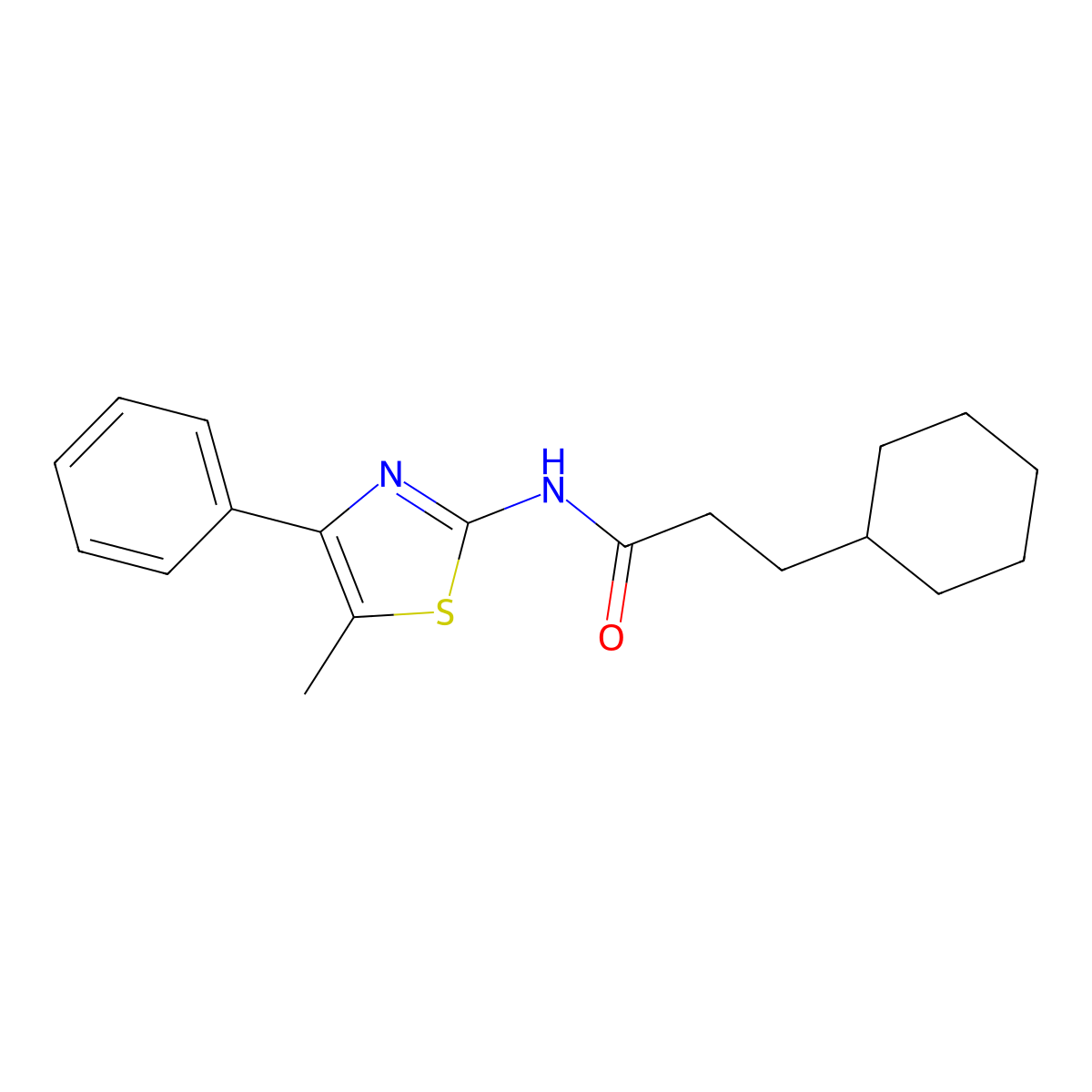 3-cyclohexyl-N-(5-methyl-4-phenyl-1,3-thiazol-2-yl)propanamide molecular structure, CAS 352679-25-5