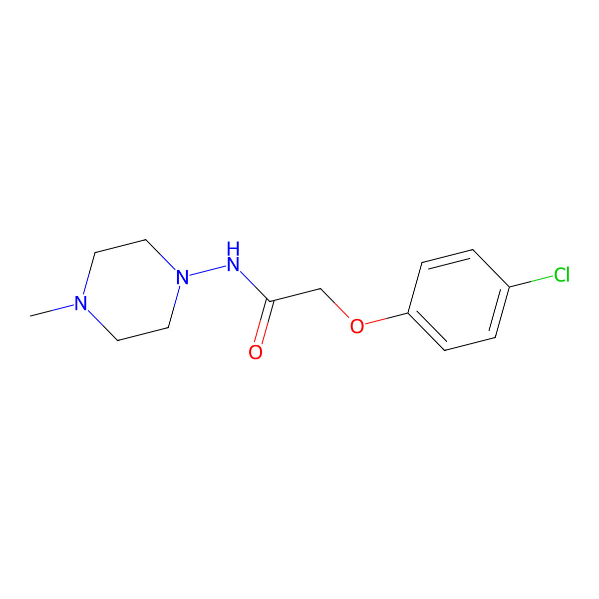 2-(4-chlorophenoxy)-N-(4-methylpiperazin-1-yl)acetamide molecular structure, CAS 352679-47-1