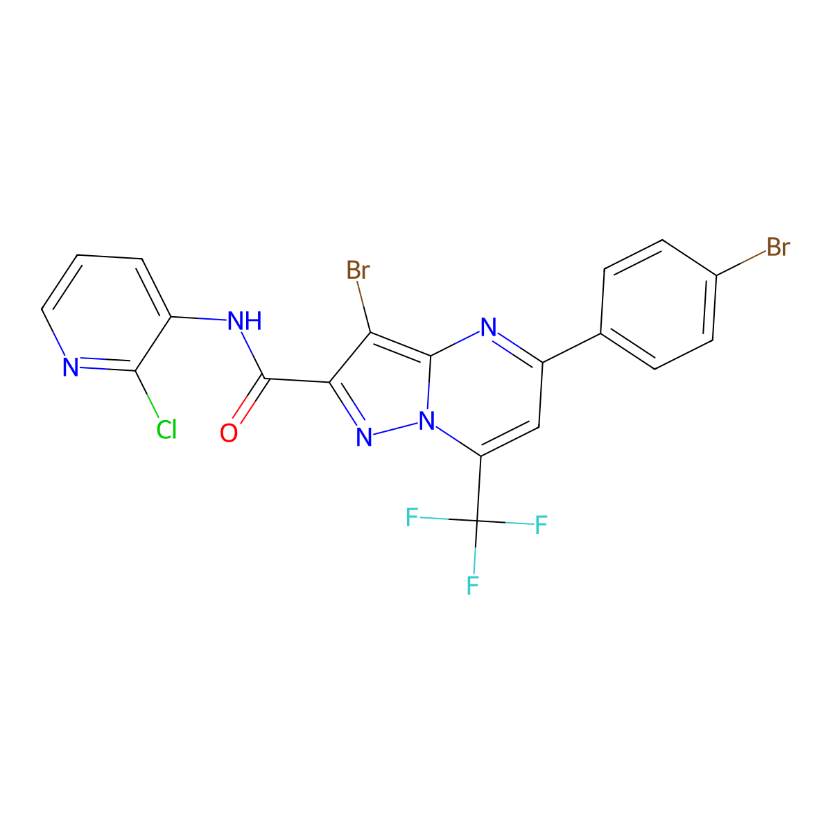 3-bromo-5-(4-bromophenyl)-N-(2-chloropyridin-3-yl)-7-(trifluoromethyl)pyrazolo[1,5-a]pyrimidine-2-carboxamide molecular structure, CAS 352679-84-6