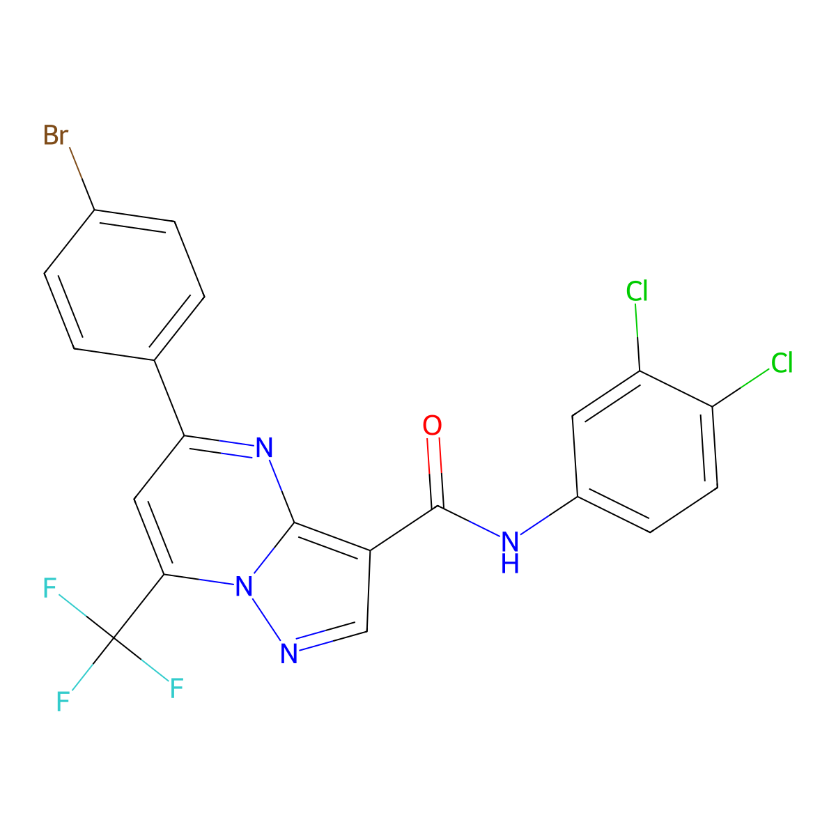 5-(4-bromophenyl)-N-(3,4-dichlorophenyl)-7-(trifluoromethyl)pyrazolo[1,5-a]pyrimidine-3-carboxamide molecular structure, CAS 352679-87-9