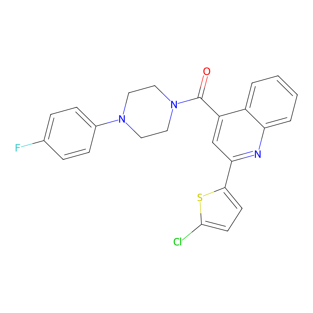 [2-(5-Chlorothiophen-2-yl)quinolin-4-yl]-[4-(4-fluorophenyl)piperazin-1-yl]methanone molecular structure, CAS 352681-48-2