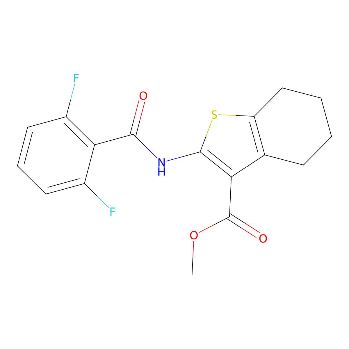 Methyl 2-[(2,6-difluorobenzoyl)amino]-4,5,6,7-tetrahydro-1-benzothiophene-3-carboxylate molecular structure, CAS 352681-62-0