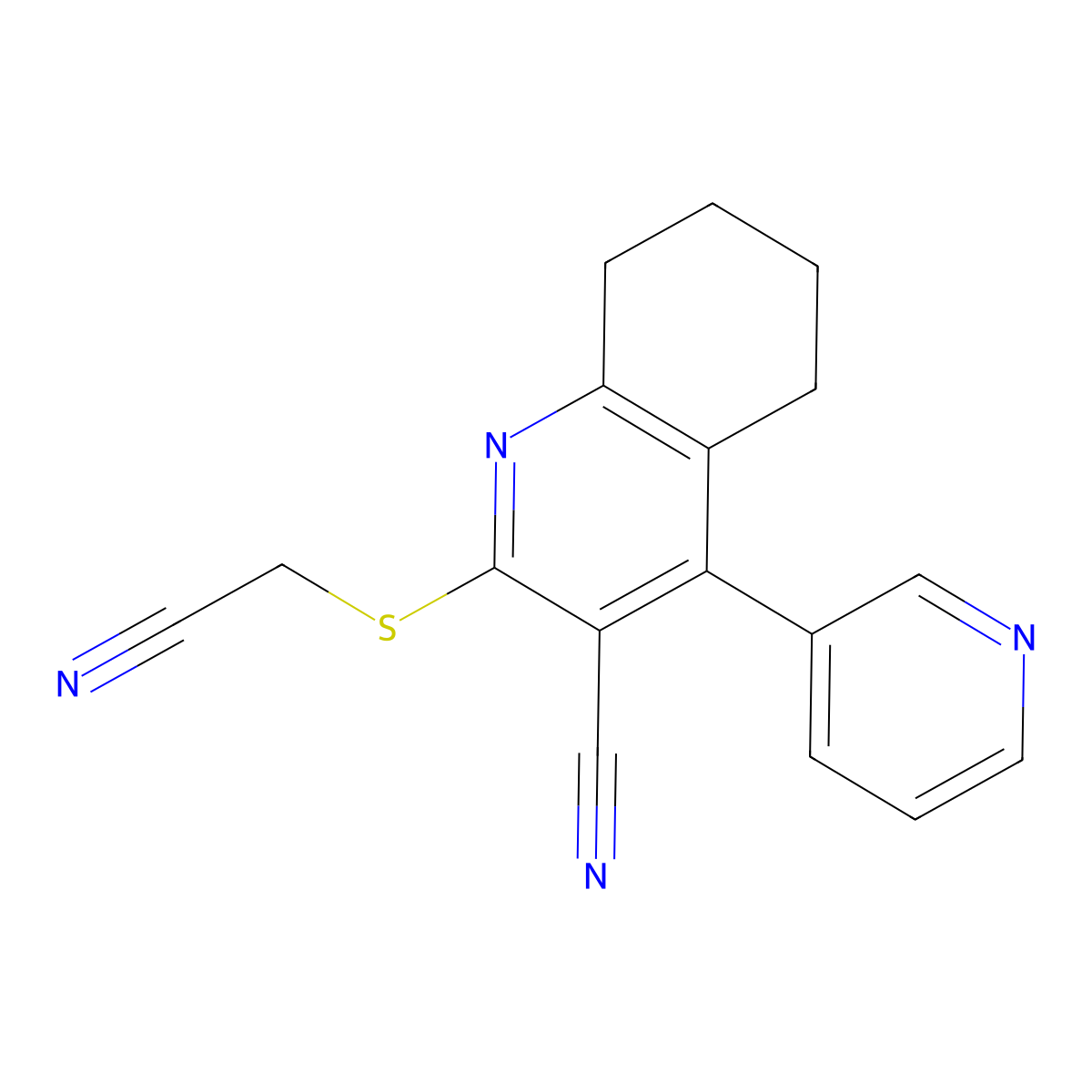 2-(Cyanomethylsulfanyl)-4-pyridin-3-yl-5,6,7,8-tetrahydroquinoline-3-carbonitrile molecular structure, CAS 352681-93-7