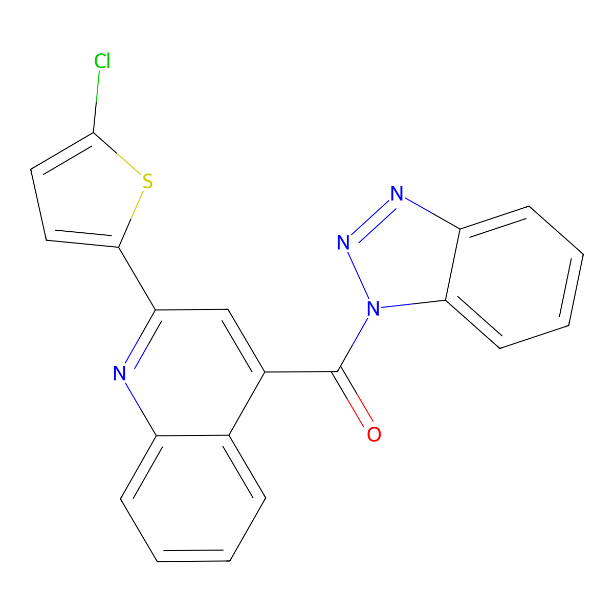 Benzotriazol-1-yl-[2-(5-chlorothiophen-2-yl)quinolin-4-yl]methanone molecular structure, CAS 352682-11-2