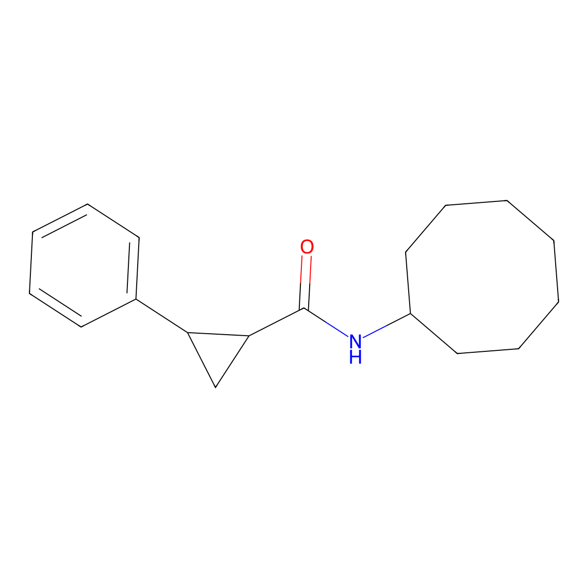N-Cyclooctyl-2-phenylcyclopropanecarboxamide molecular structure, CAS 352682-22-5