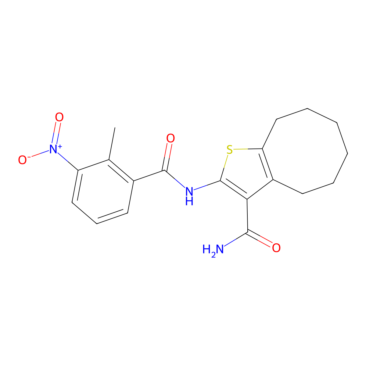 2-[(2-Methyl-3-nitrobenzoyl)amino]-4,5,6,7,8,9-hexahydrocycloocta[b]thiophene-3-carboxamide molecular structure, CAS 352683-03-5