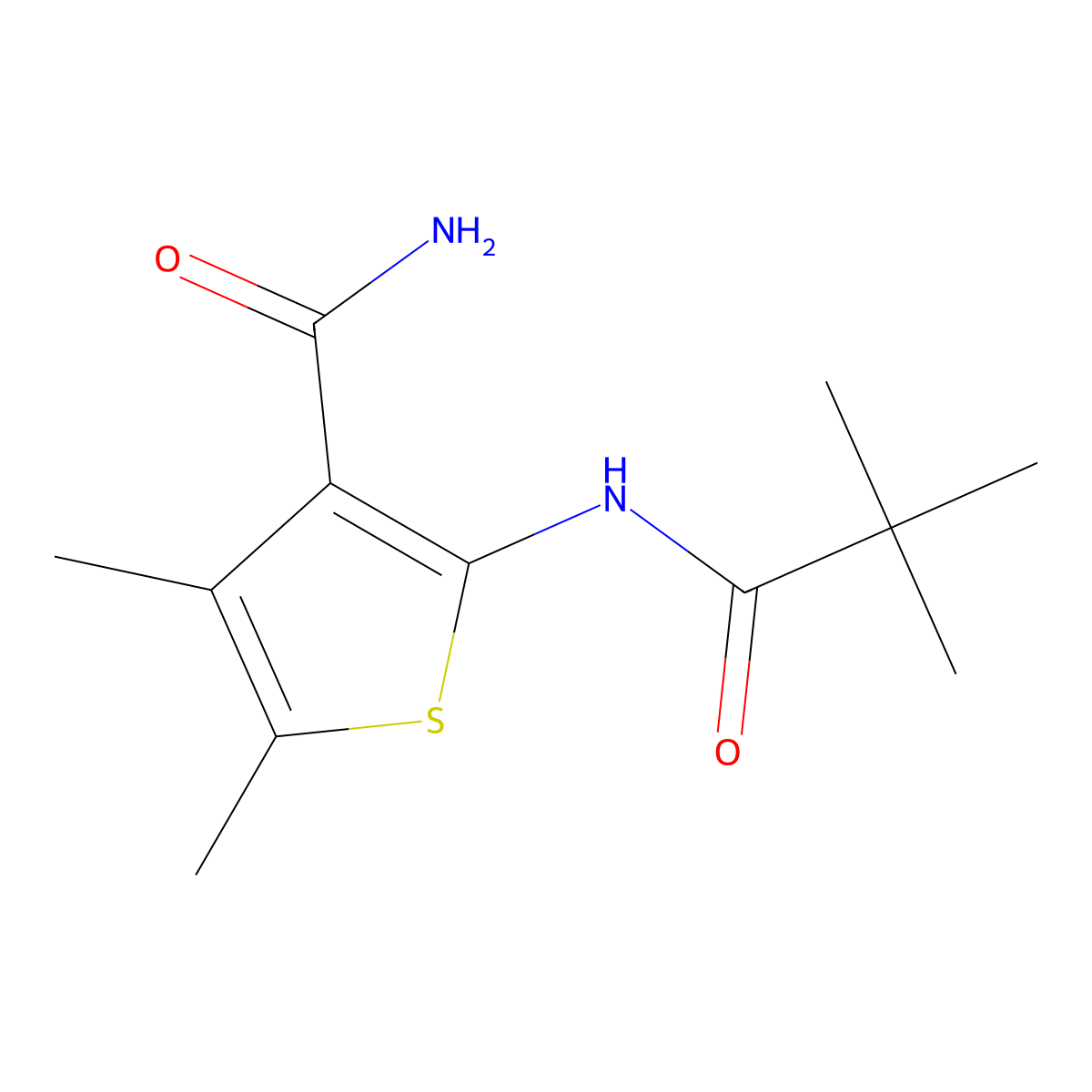 4,5-Dimethyl-2-pivalamidothiophene-3-carboxamide molecular structure, CAS 352683-12-6