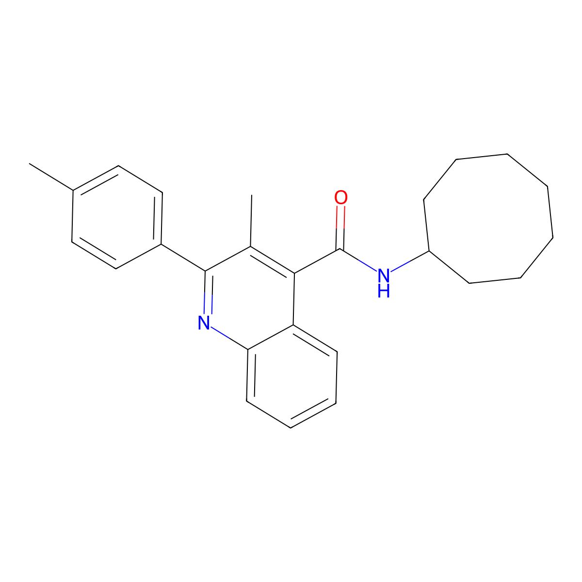 N-cyclooctyl-3-methyl-2-(4-methylphenyl)-4-quinolinecarboxamide molecular structure, CAS 352683-18-2