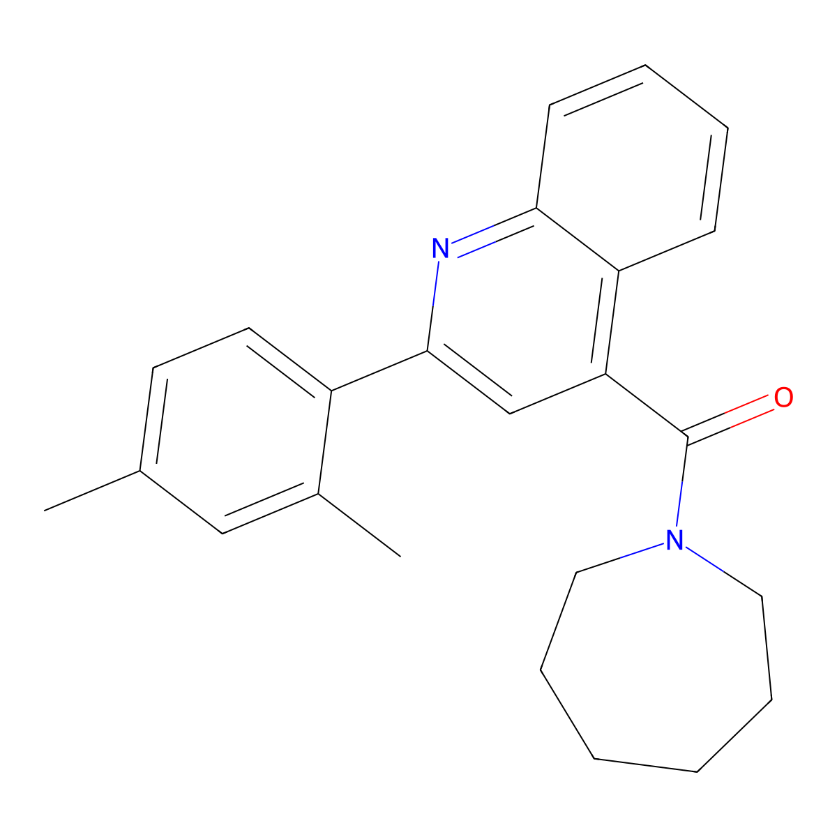 Azepan-1-yl-[2-(2,4-dimethylphenyl)quinolin-4-yl]methanone molecular structure, CAS 352683-41-1