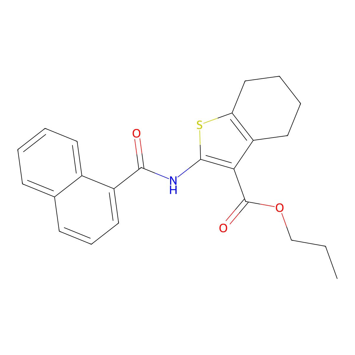 Propyl 2-(1-naphthoylamino)-4,5,6,7-tetrahydro-1-benzothiophene-3-carboxylate molecular structure, CAS 352683-63-7
