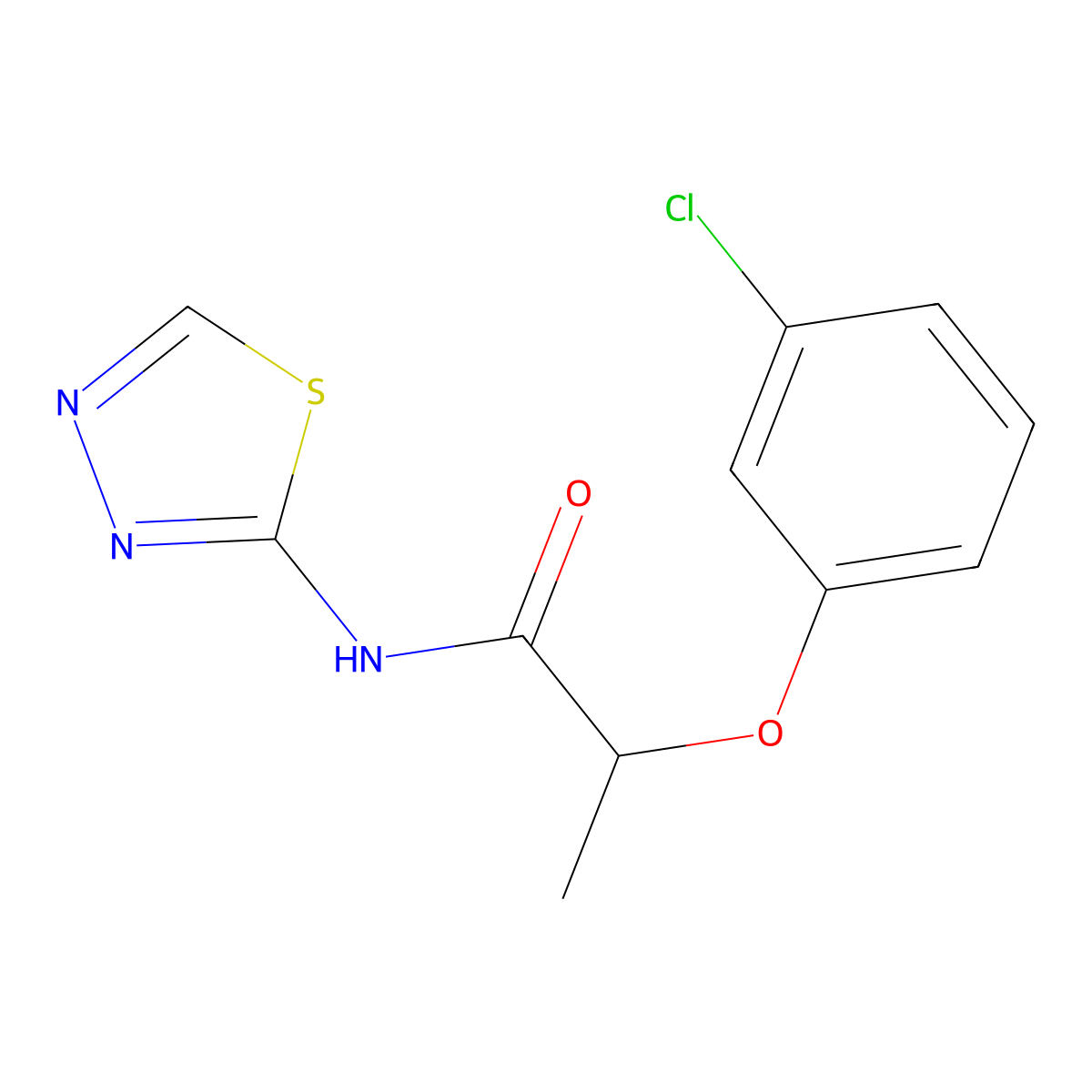 2-(3-chlorophenoxy)-N-(1,3,4-thiadiazol-2-yl)propanamide molecular structure, CAS 352684-02-7