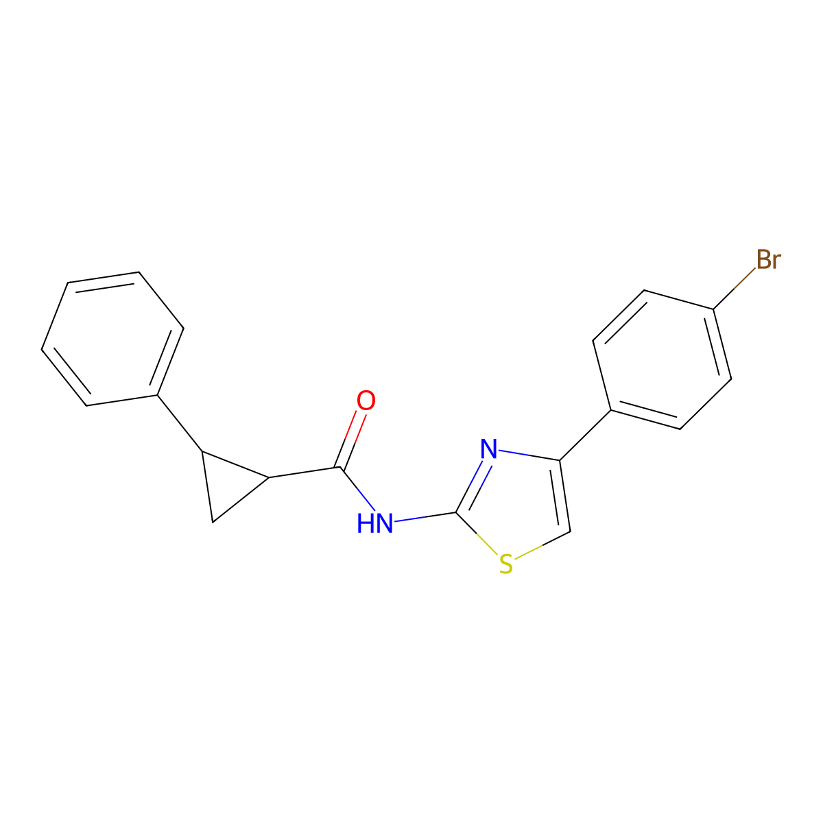 N-[4-(4-bromophenyl)-1,3-thiazol-2-yl]-2-phenylcyclopropanecarboxamide molecular structure, CAS 352684-13-0
