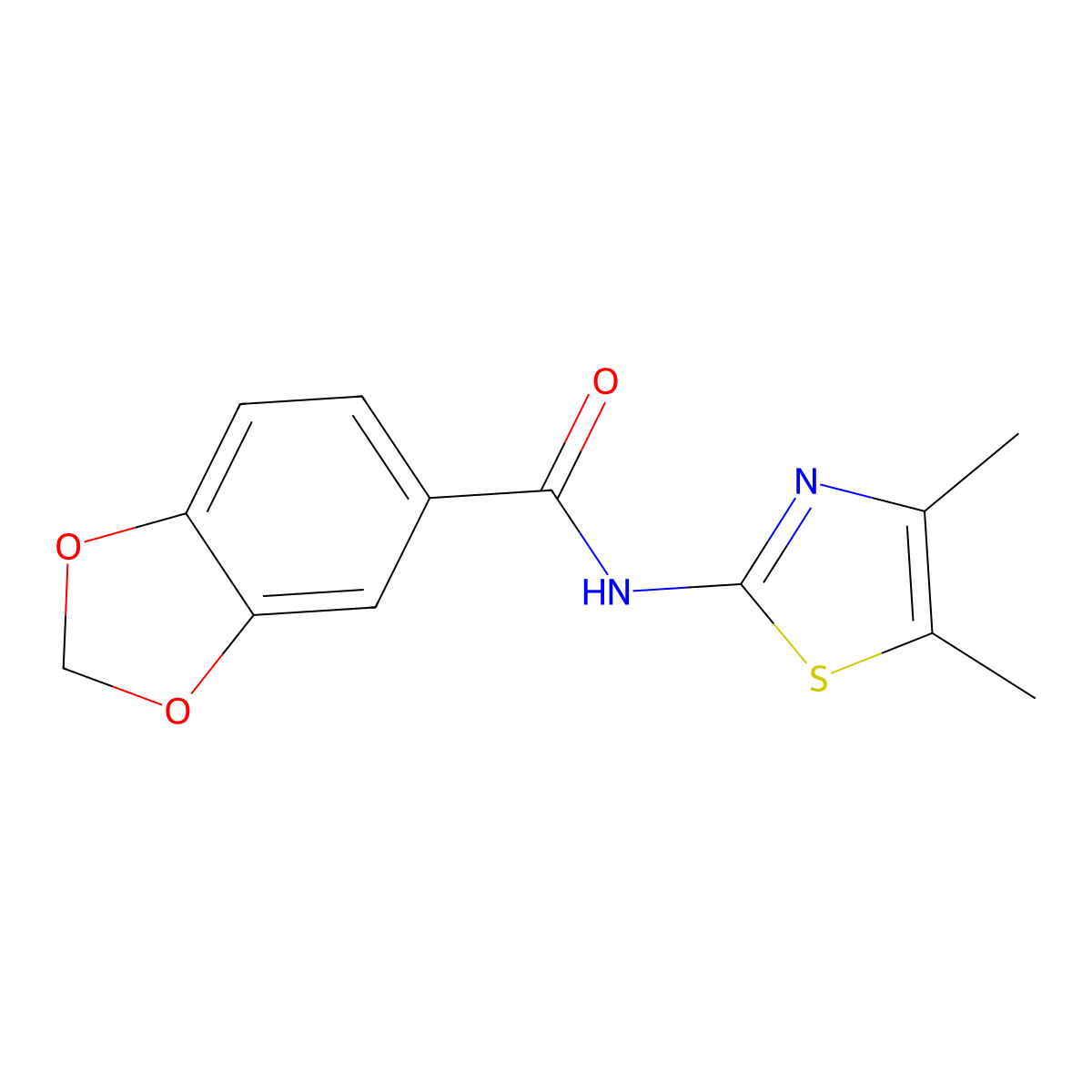 N-(4,5-dimethyl-1,3-thiazol-2-yl)-1,3-benzodioxole-5-carboxamide molecular structure, CAS 352684-58-3