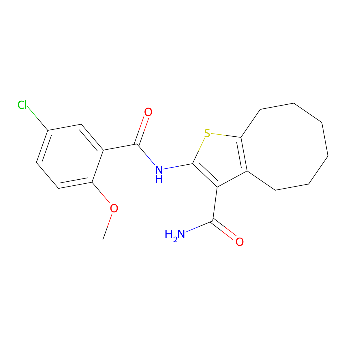 2-[(5-Chloro-2-methoxybenzoyl)amino]-4,5,6,7,8,9-hexahydrocycloocta[b]thiophene-3-carboxamide molecular structure, CAS 352684-75-4