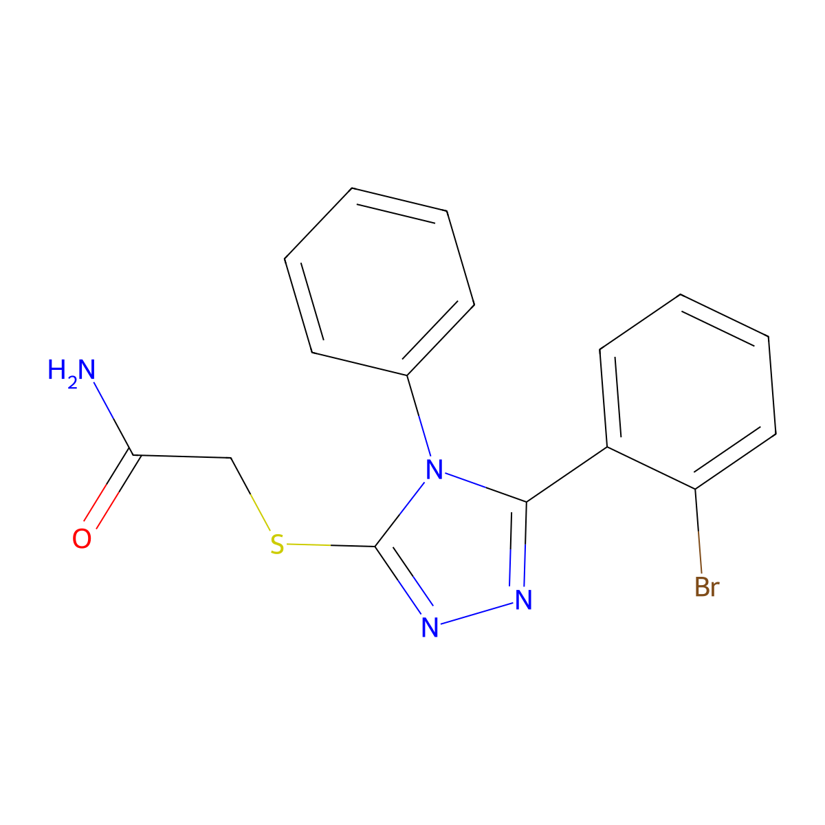 2-{[5-(2-bromophenyl)-4-phenyl-4H-1,2,4-triazol-3-yl]sulfanyl}acetamide molecular structure, CAS 352684-80-1