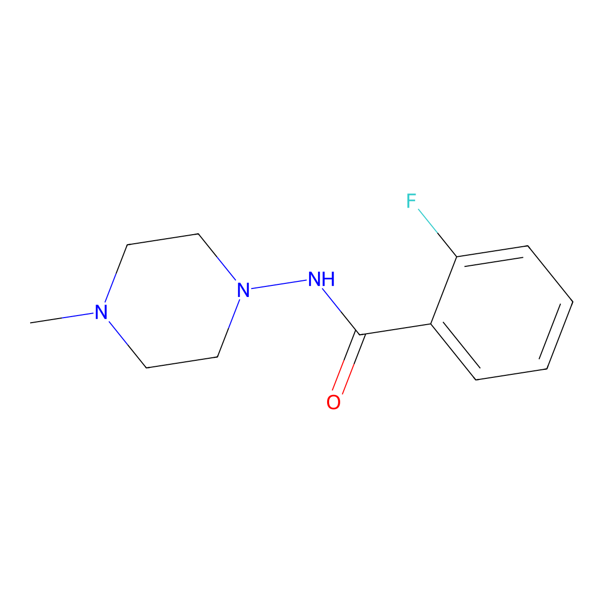 2-fluoro-N-(4-methyl-1-piperazinyl)benzamide molecular structure, CAS 352684-83-4