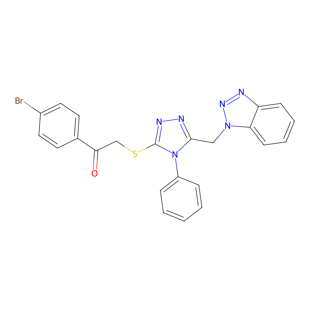 2-[[5-(Benzotriazol-1-ylmethyl)-4-phenyl-1,2,4-triazol-3-yl]sulfanyl]-1-(4-bromophenyl)ethanone molecular structure, CAS 352685-94-0
