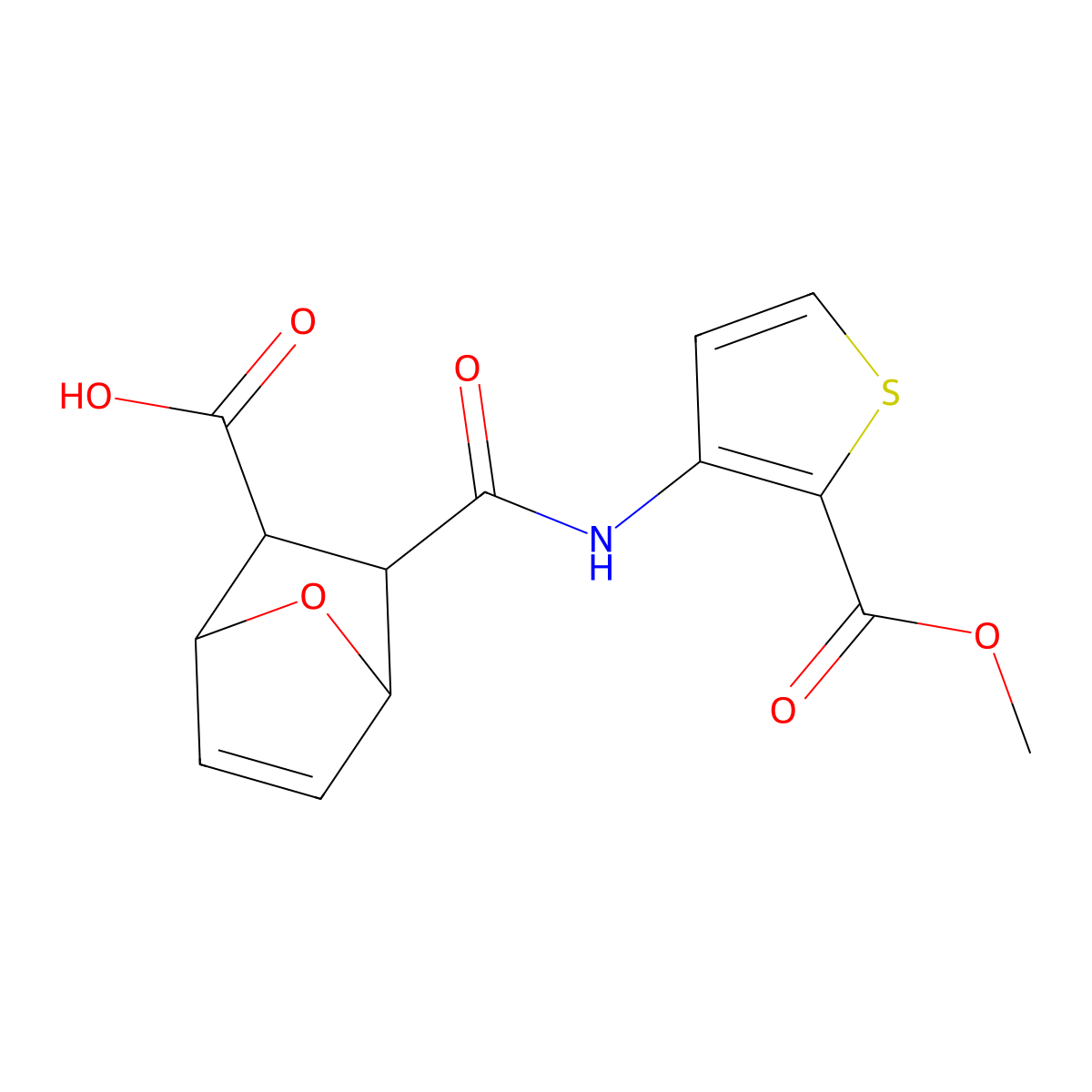 3-({[2-(Methoxycarbonyl)-3-thienyl]amino}carbonyl)-7-oxabicyclo[2.2.1]hept-5-ene-2-carboxylic acid molecular structure, CAS 352686-18-1