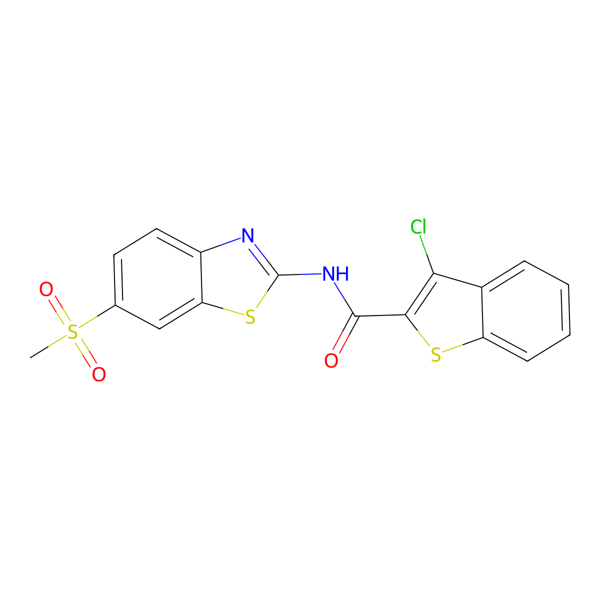 3-chloro-N-(6-methylsulfonyl-1,3-benzothiazol-2-yl)-1-benzothiophene-2-carboxamide molecular structure, CAS 352686-31-8