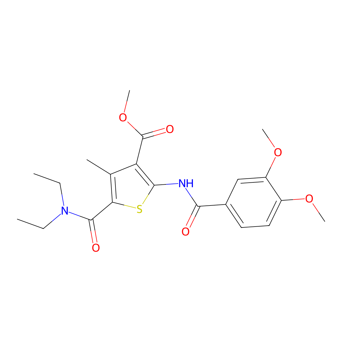 Methyl 5-(diethylcarbamoyl)-2-[(3,4-dimethoxybenzoyl)amino]-4-methylthiophene-3-carboxylate molecular structure, CAS 352686-33-0