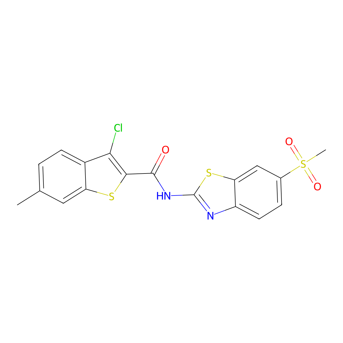 3-chloro-6-methyl-N-(6-methylsulfonyl-1,3-benzothiazol-2-yl)-1-benzothiophene-2-carboxamide molecular structure, CAS 352686-83-0