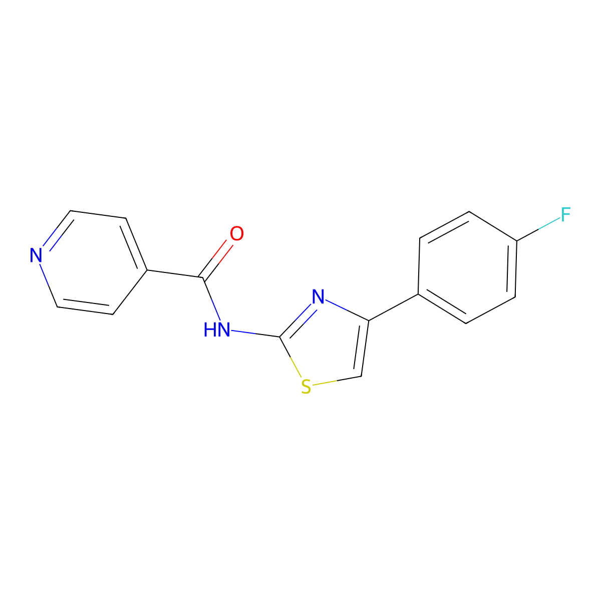 N-[4-(4-fluorophenyl)-1,3-thiazol-2-yl]pyridine-4-carboxamide molecular structure, CAS 352686-84-1