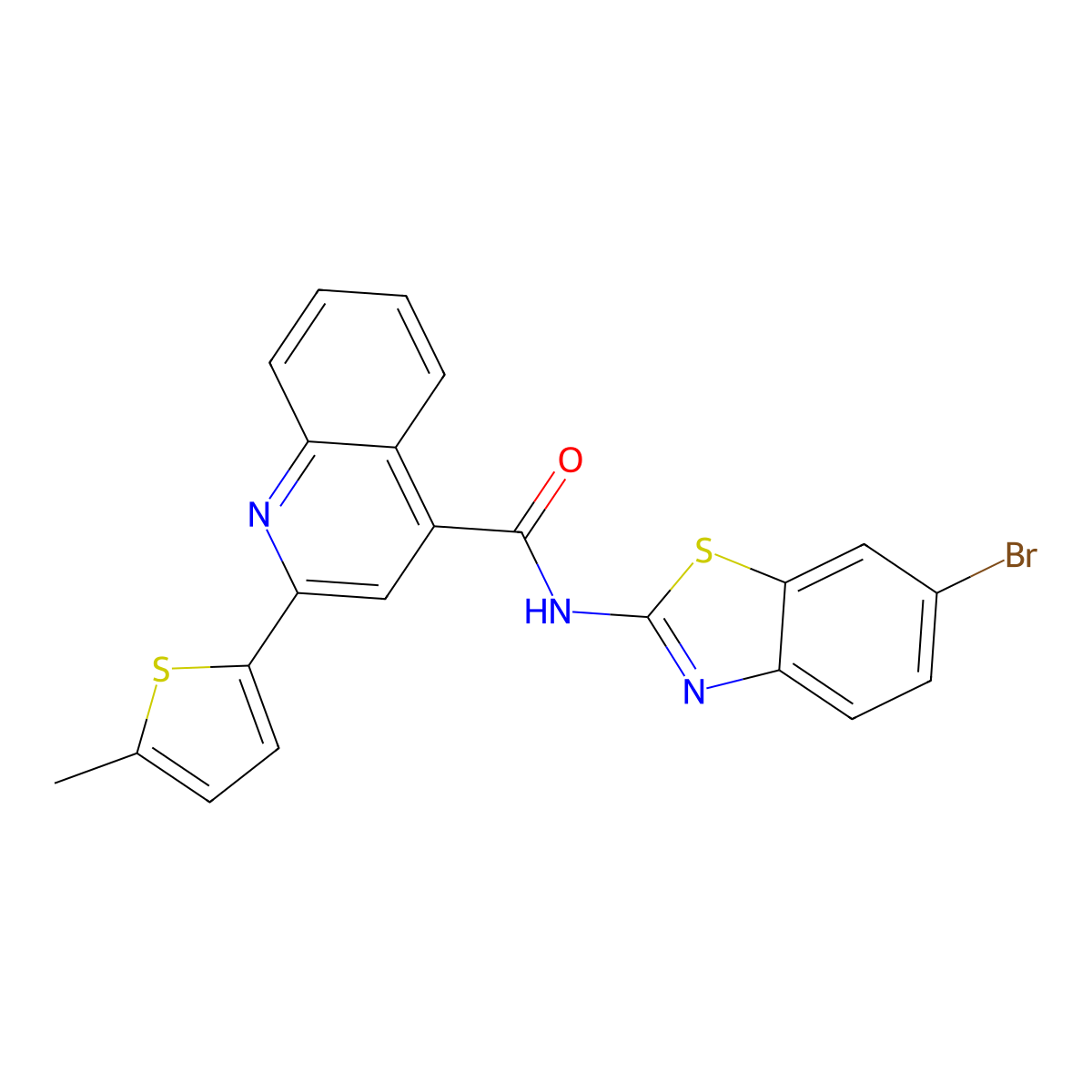 N-(6-bromo-1,3-benzothiazol-2-yl)-2-(5-methyl-2-thienyl)-4-quinolinecarboxamide molecular structure, CAS 352686-91-0