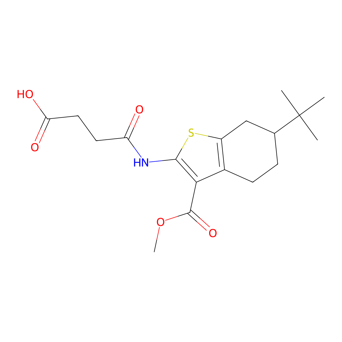 4-[(6-Tert-butyl-3-methoxycarbonyl-4,5,6,7-tetrahydro-1-benzothiophen-2-yl)amino]-4-oxobutanoic acid molecular structure, CAS 352686-95-4
