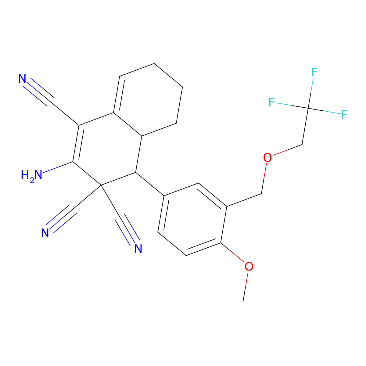 2-amino-4-{4-methoxy-3-[(2,2,2-trifluoroethoxy)methyl]phenyl}-4a,5,6,7-tetrahydro-1,3,3(4H)-naphthalenetricarbonitrile molecular structure, CAS 352686-96-5