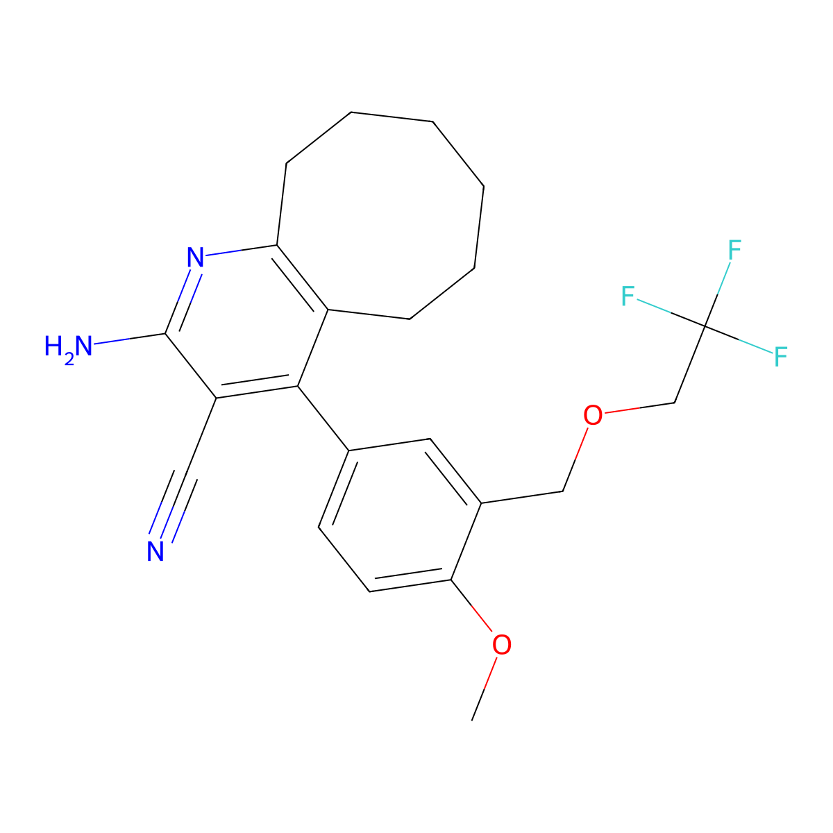 2-Amino-4-{4-methoxy-3-[(2,2,2-trifluoroethoxy)methyl]phenyl}-5,6,7,8,9,10-hexahydrocycloocta[b]pyridine-3-carbonitrile molecular structure, CAS 352687-19-5
