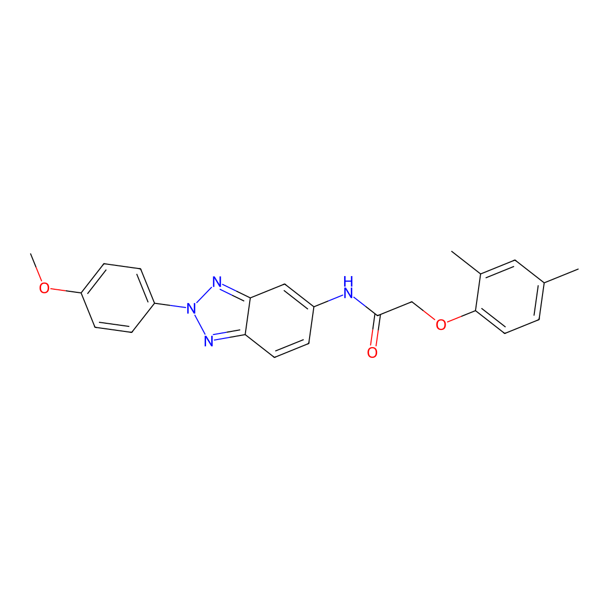 2-(2,4-dimethylphenoxy)-N-[2-(4-methoxyphenyl)benzotriazol-5-yl]acetamide molecular structure, CAS 352688-09-6