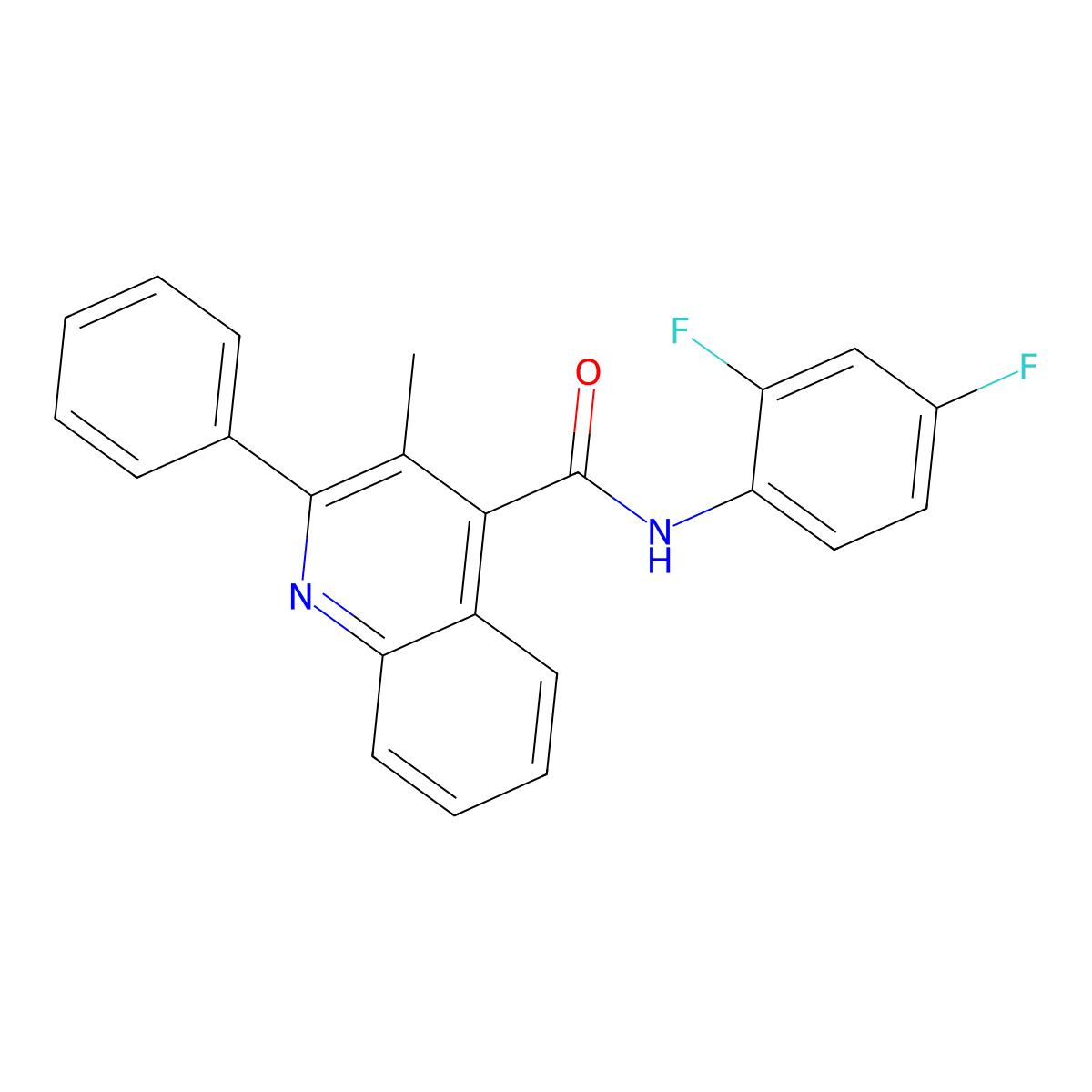 N-(2,4-difluorophenyl)-3-methyl-2-phenylquinoline-4-carboxamide molecular structure, CAS 352688-16-5
