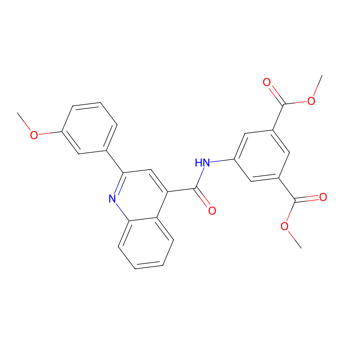 Dimethyl 5-[[2-(3-methoxyphenyl)quinoline-4-carbonyl]amino]benzene-1,3-dicarboxylate molecular structure, CAS 352688-55-2