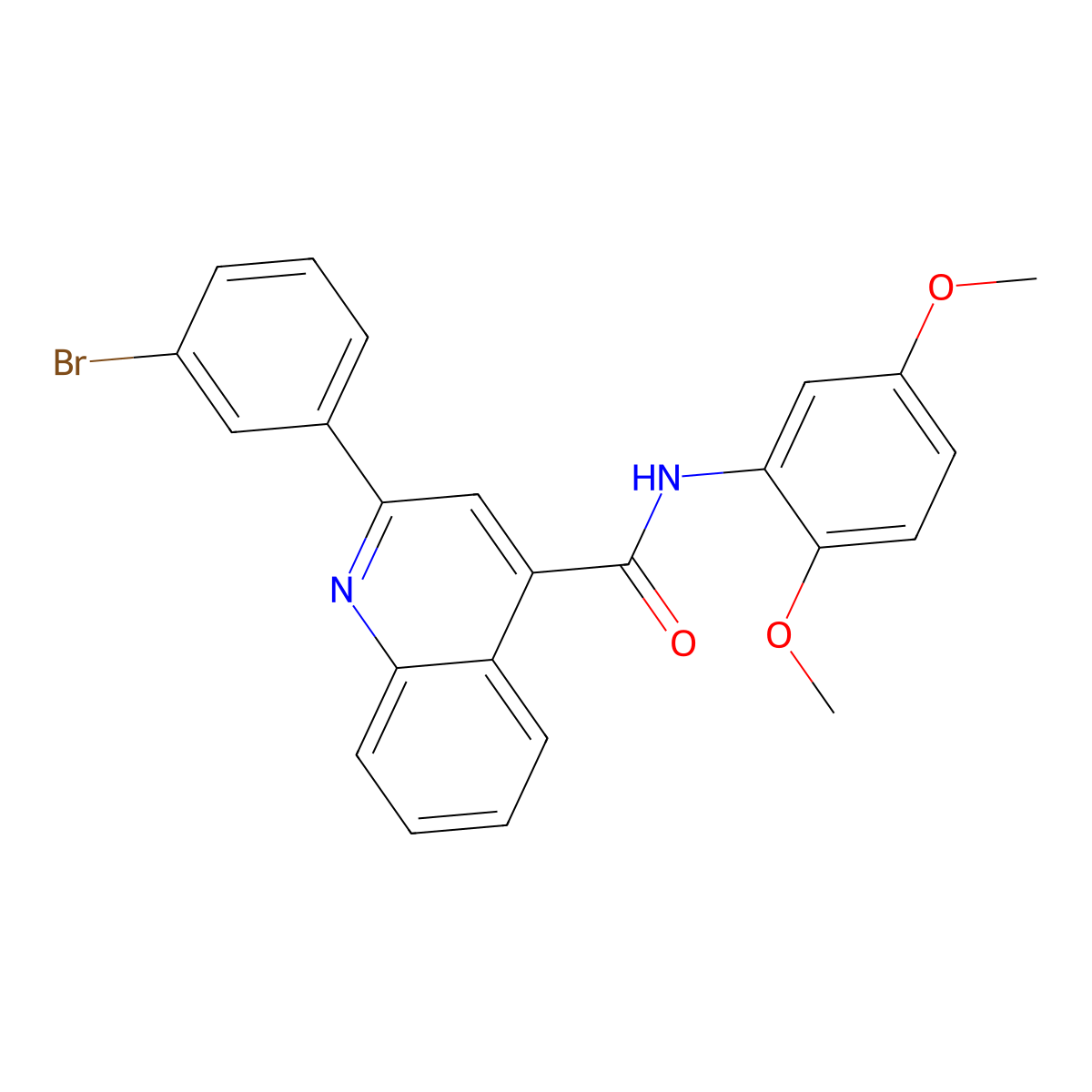 2-(3-bromophenyl)-N-(2,5-dimethoxyphenyl)quinoline-4-carboxamide molecular structure, CAS 352688-66-5