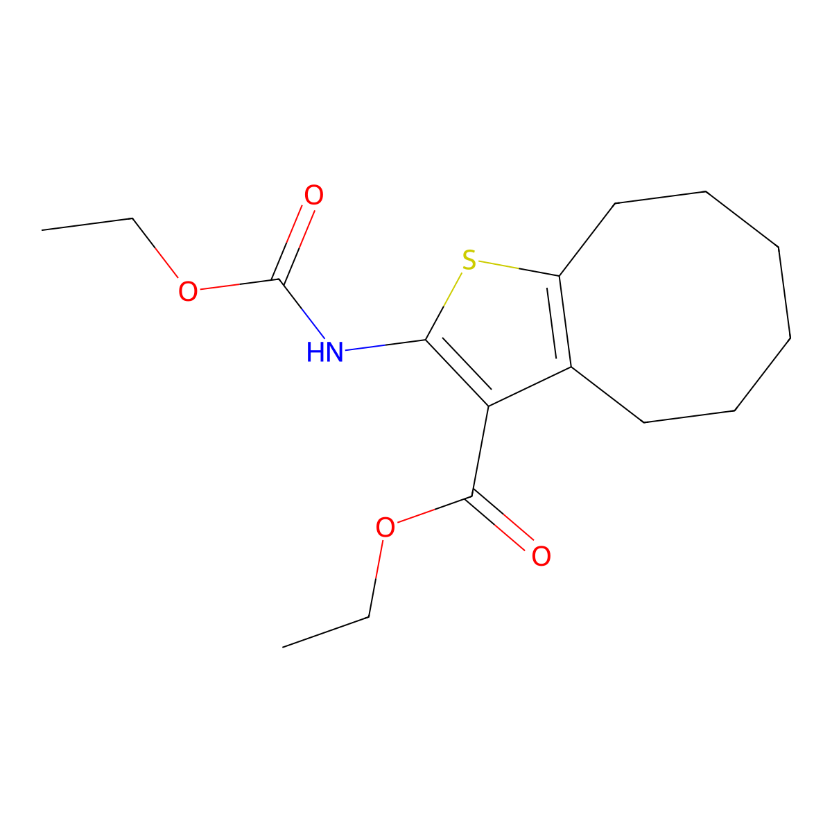 Ethyl 2-(ethoxycarbonylamino)-4,5,6,7,8,9-hexahydrocycloocta[b]thiophene-3-carboxylate molecular structure, CAS 352688-89-2
