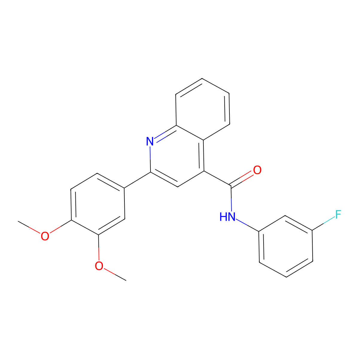 2-(3,4-dimethoxyphenyl)-N-(3-fluorophenyl)quinoline-4-carboxamide molecular structure, CAS 352689-04-4