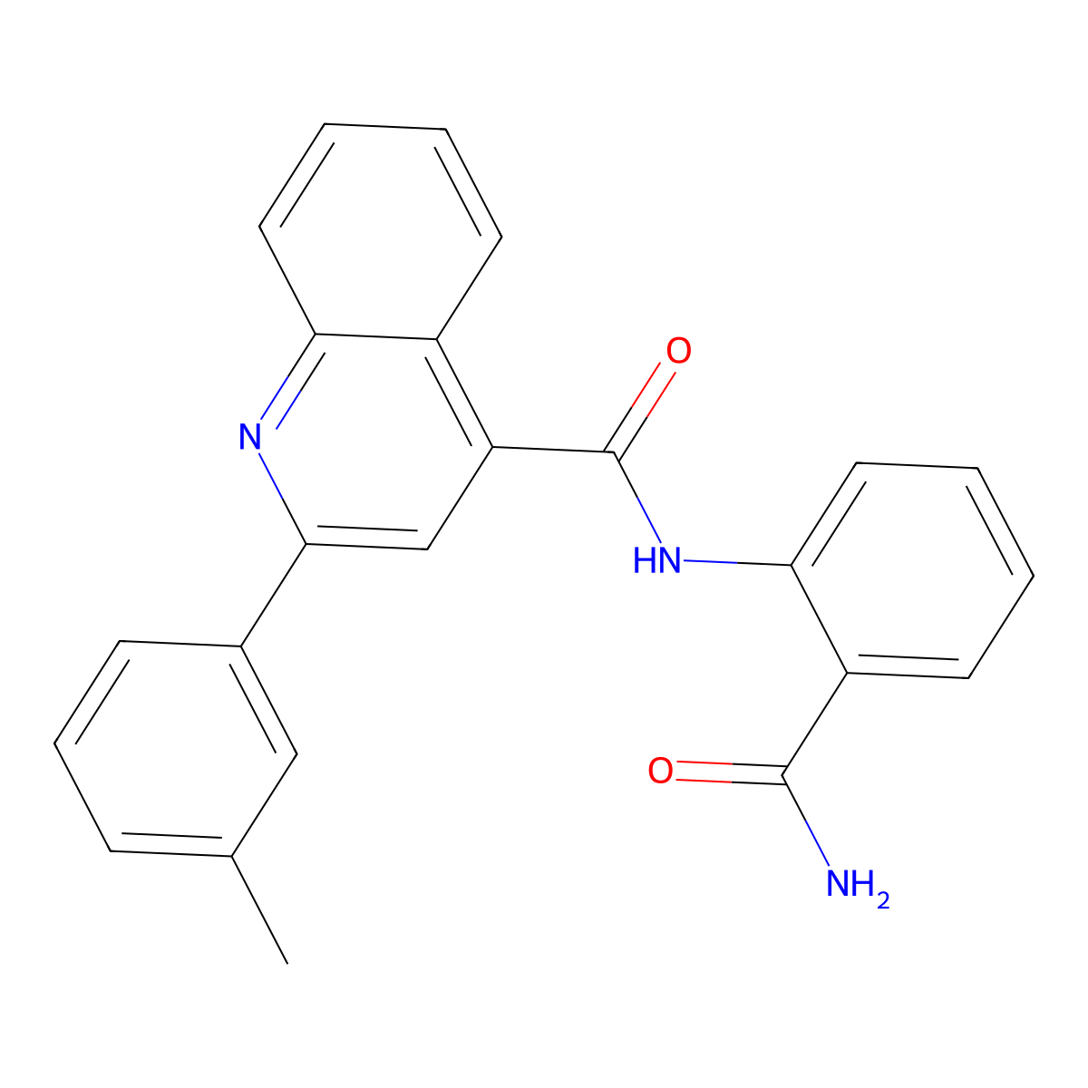 N-(2-carbamoylphenyl)-2-(3-methylphenyl)quinoline-4-carboxamide molecular structure, CAS 352689-72-6