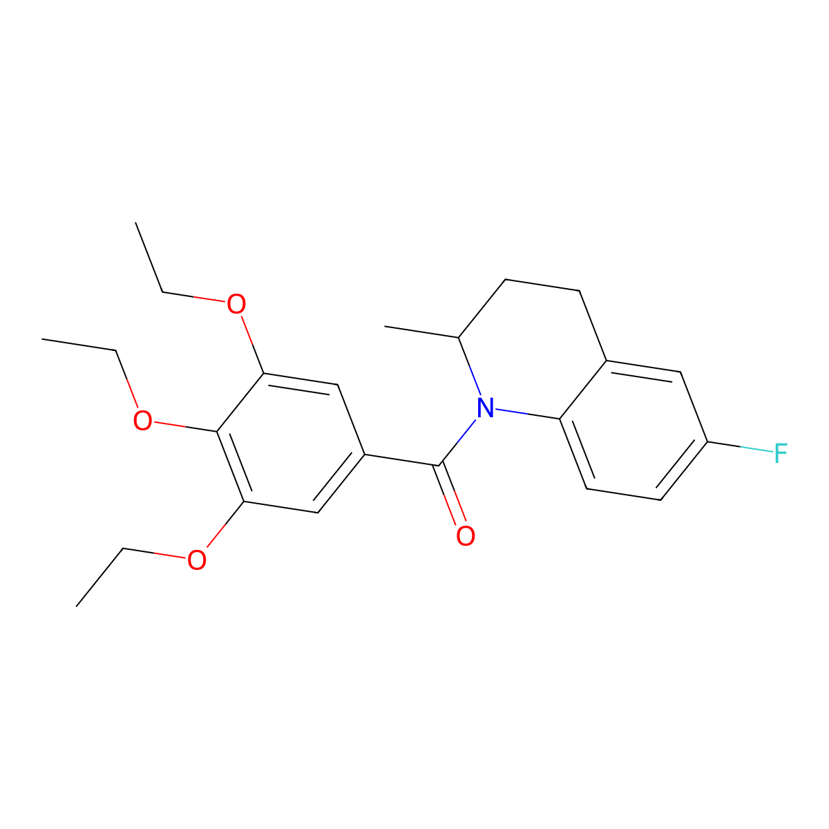 (6-fluoro-2-methyl-3,4-dihydroquinolin-1(2H)-yl)(3,4,5-triethoxyphenyl)methanone molecular structure, CAS 352689-75-9