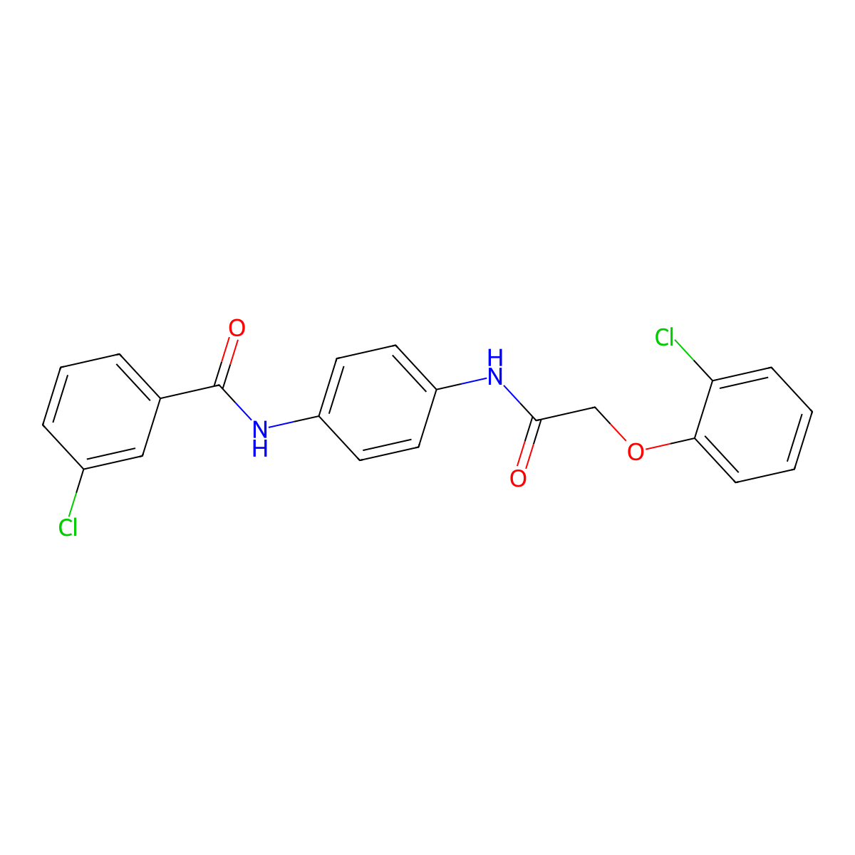 3-chloro-N-[4-[[2-(2-chlorophenoxy)acetyl]amino]phenyl]benzamide molecular structure, CAS 352689-80-6